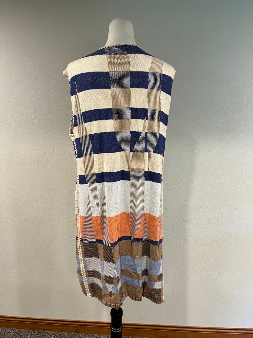 Nic+ Zoe Striped Open Front Sleeveless Cardigan Vest size medium - Picture 5 of 9